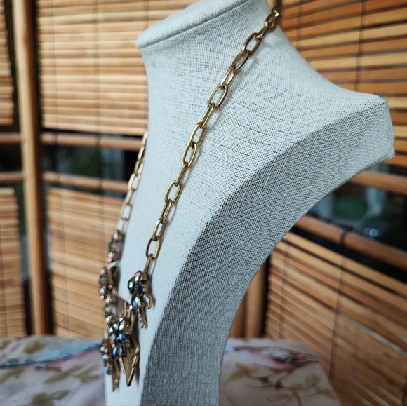 Art Deco Roaring 20s Great Gatsby J Crew Brass Tone Fabulous Statement Necklace - Picture 3 of 14